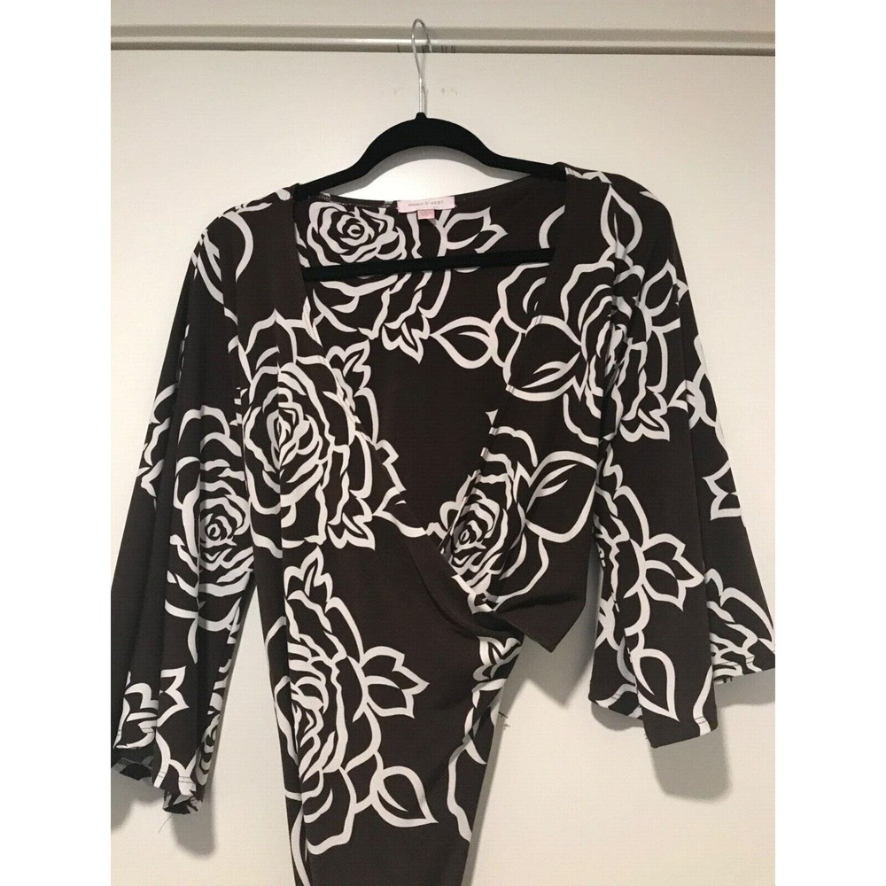 Romeo & Juliet Brown White Wrap Style Floral Midi Dress Size 10
